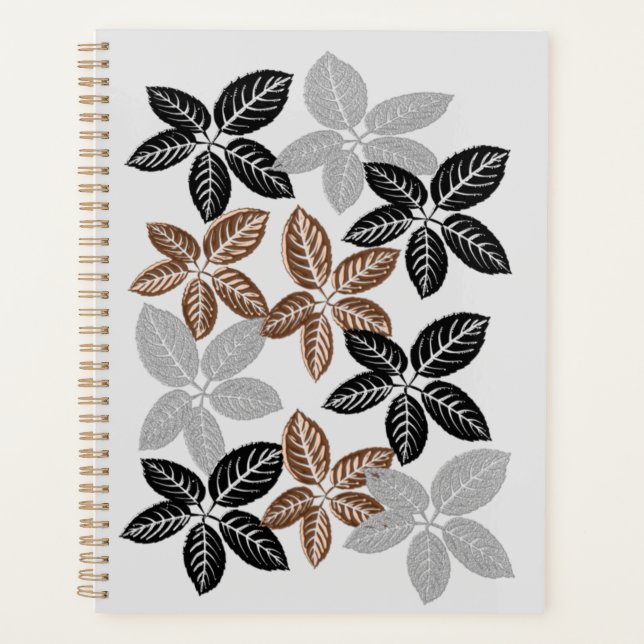 Bronze, Black & Grey Leaf Planner (Front)