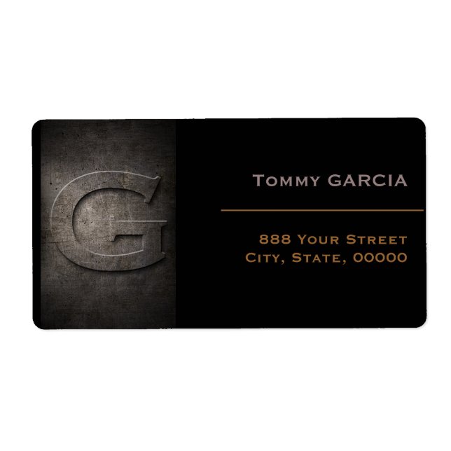 Bronze Black Metal Monogram G Address Label (Front)