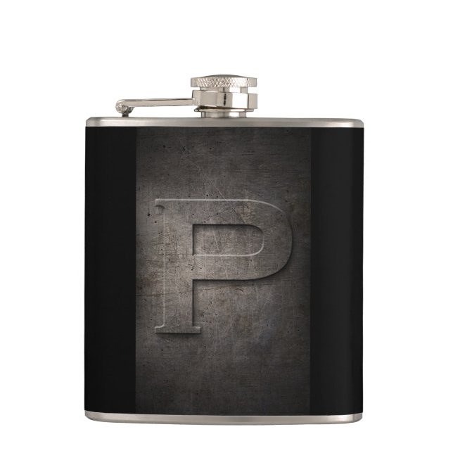Bronze Black Metal P Monogram Flask (Front)