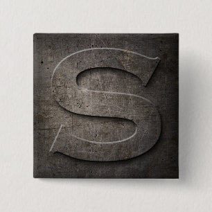 Bronze Black Metal S Monogram square Button