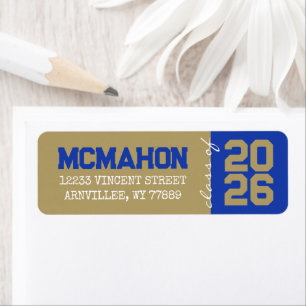 Bronze & Blue Graduation Return Address Labels