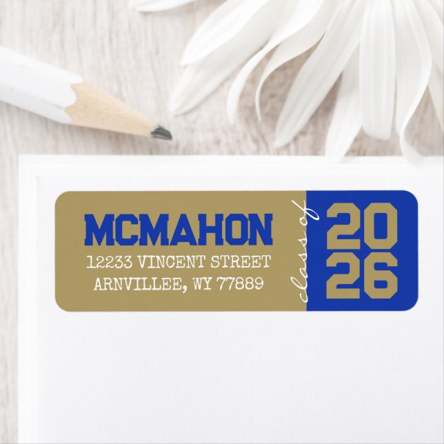 Bronze & Blue Graduation Return Address Labels (Insitu)