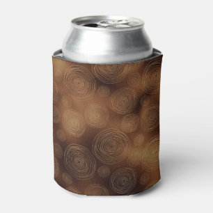 Bronze Brown Colour Irregular Circle Golden Swirls Can Cooler