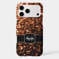 Bronze brown copper faux glitter sparkles Monogram