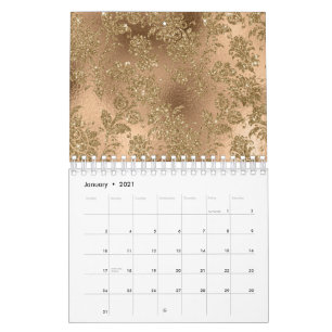 Bronze Brown Golden Flowers Leaves Branches Bright Calendar