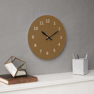Bronze Brown Solid Colour Minimalist Design Plain Large Clock