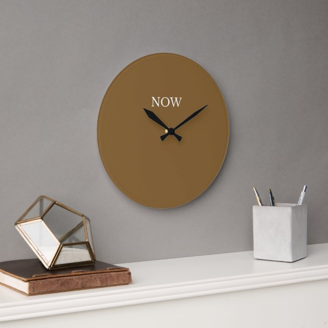 Bronze Brown Solid Colour Minimalist Design Plain  Large Clock (Office)