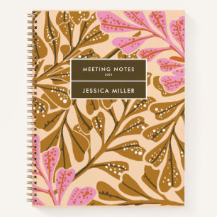 Bronze brown & Sugar pink dotted Personalise Name Notebook