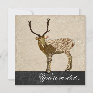 Bronze Buck Black & White Invitation