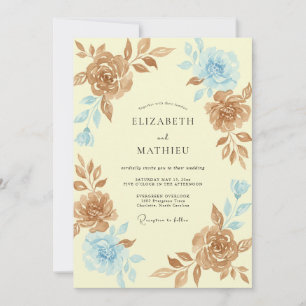 Bronze Butter Peony Wedding Invitation