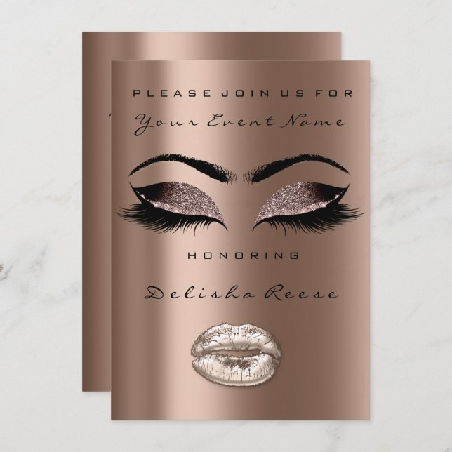 Bronze Coffee Black Glitter Bridal 16th Invitation (Front/Back)