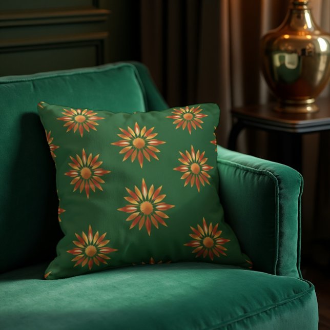 Bronze & Copper Radiance - Luxe Deco Sunburst Cushion (Glamorous Art Deco sunbursts in bronze & copper. Vintage luxury for your home.)