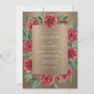 Bronze Crimson Petal Wedding Invitation