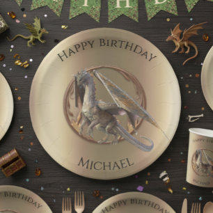 Bronze Dragon Birthday Party Paper Plate