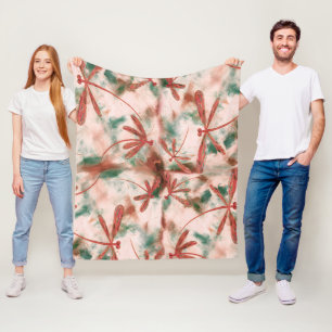 Bronze Dragonflies Fleece Blanket