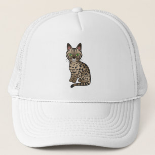 Bronze Egyptian Mau Cute Cartoon Cat Illustration Trucker Hat