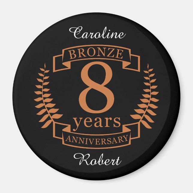 Bronze eighth wedding anniversary 8 years magnet (Front)