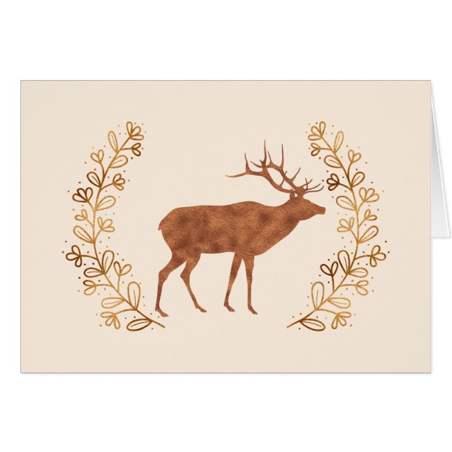 Bronze Elk and Wreath Note Card (Front Horizontal)