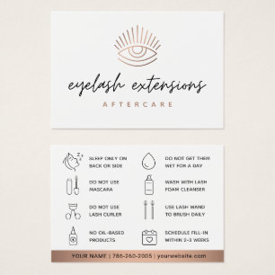 Bronze Eyelash Extensions Lash Aftercare Card