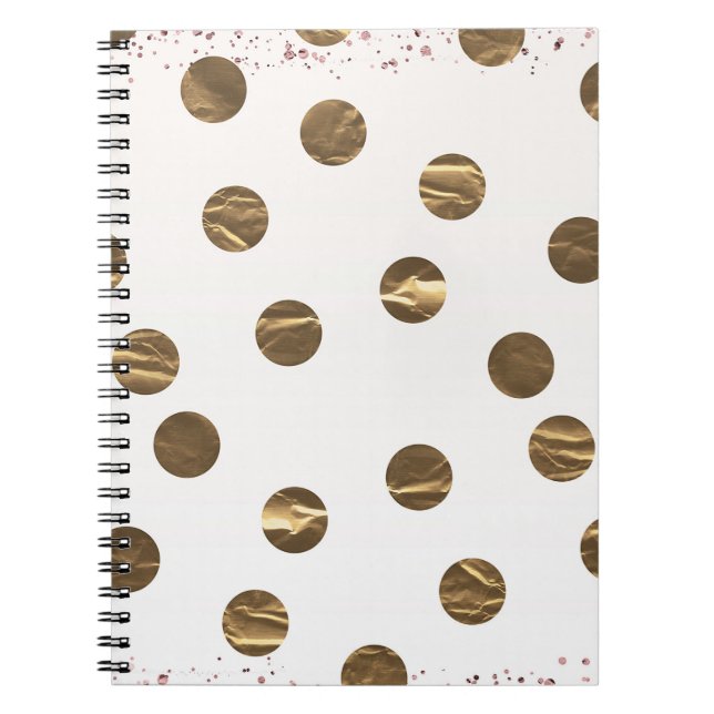 Bronze Faux Shine Polka Dots Modern Trendy Chic Spiral Notebook (Front)