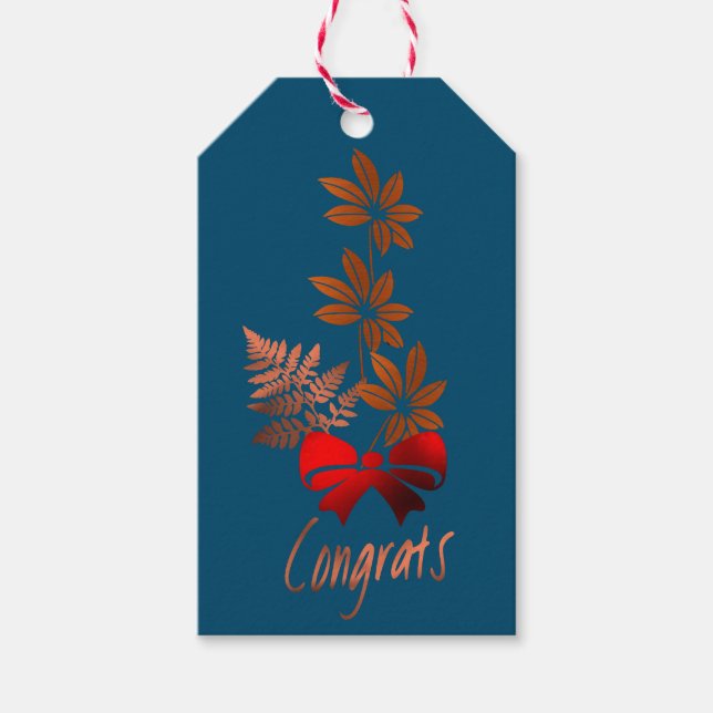 Bronze Flower Congrats Gift tag (Front)