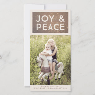 Bronze Glitter Joy & Peace Xmas Photo Card