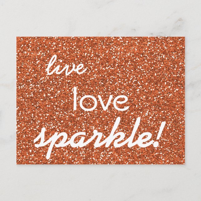 Bronze glitter Live Love Sparkle Postcard (Front)