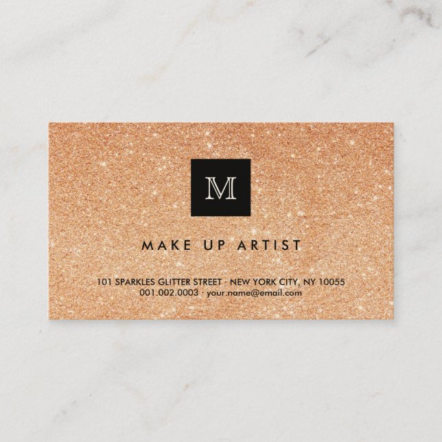 Bronze Glitter Sparkles Modern Chic Profile Card (Front)