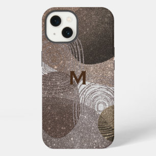 Bronze Glittery Abstract Monogrammed iPhone 13 Case