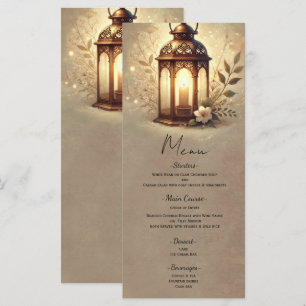 Bronze Glowing Lantern Rustic Wedding Menu