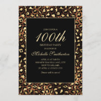 Bronze Gold Black Leopard 100th Birthday Party