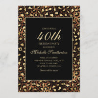 Bronze Gold Black Leopard 40th Birthday Party