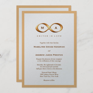 Bronze Gold Infinity Hand Clasp Wedding Invitation