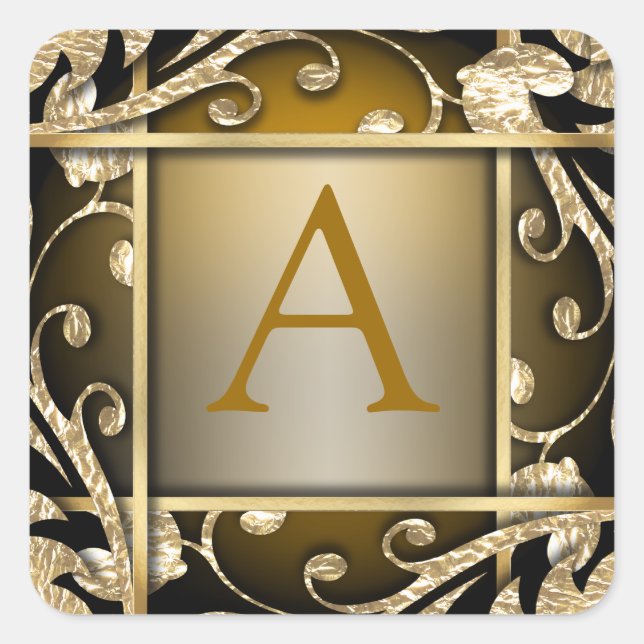 Bronze Gold Lattice Monogram Envelope Seal (Front)