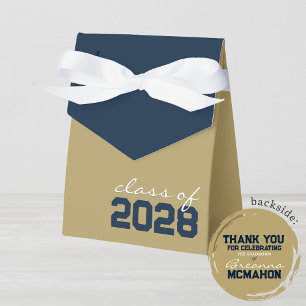 Bronze Gold & Navy Blue Graduation Favour Boxes