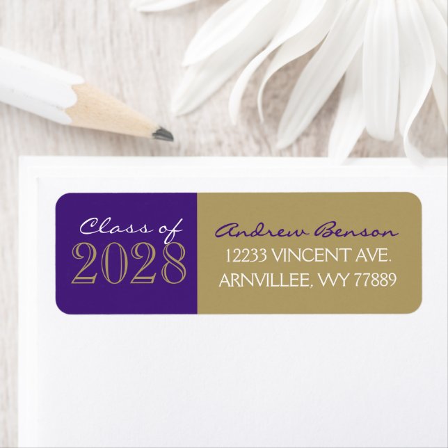 Bronze Gold & Purple Graduation Return Address (Insitu)