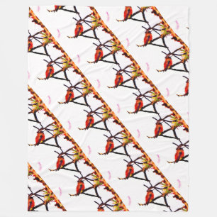 Bronze,gold red and purple hummingbird fleece blanket