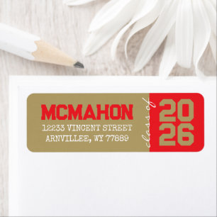 Bronze Gold & Red Graduation Return Address Labels
