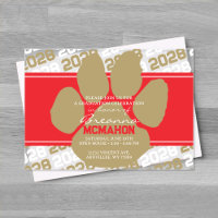 Bronze Gold & Red Pawprint Graduation Frosted