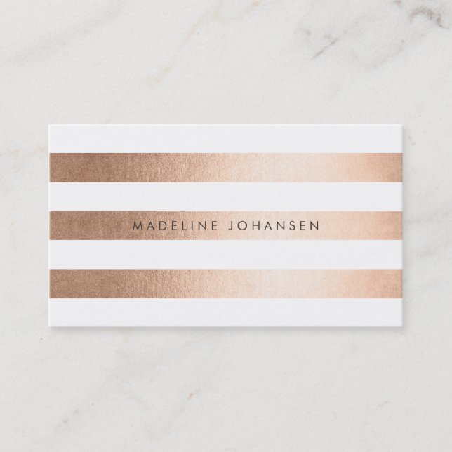 Bronze Gold Stripes Hair Stylist Business Cards (Front)