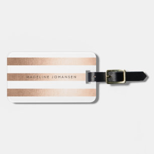 Bronze Gold White Stripes Ladies Business Luggage Tag