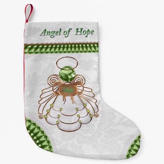 Bronze Green - Filigree Christmas Angel of Hope Small Christmas Stocking (Front)