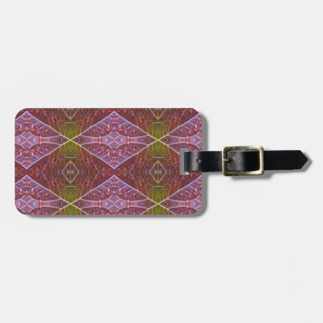 Bronze & Green Leaf Ikat 20 Luggage Tag (Front Horizontal)