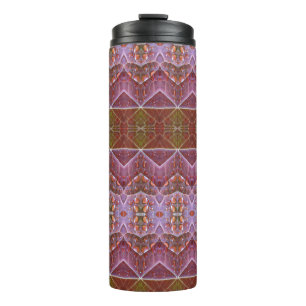Bronze & Green Leaf Ikat Thermal Tumbler