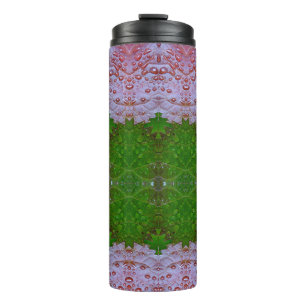 Bronze & Green Leaves Ikat Thermal Tumbler