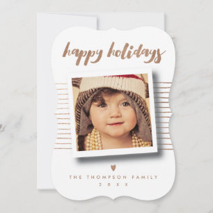 Bronze Happy Holidays Script Christmas Photo Holiday Card