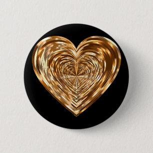Bronze heart 6 cm round badge