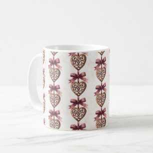Bronze Hearts Red Bows Coffee Mug