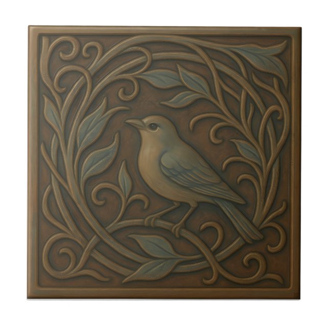 Bronze Hummingbird Ceramic Tile (Front)