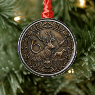 Bronze Hunting Emblem Metal Tree Decoration
